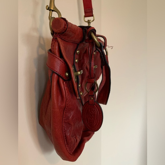 Fossil crossbody/shoulder bag, leather, Vintage, red leather, mailman style Bag - Picture 14 of 15